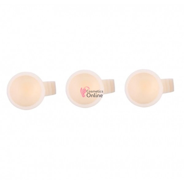 Inele pentru Adezivul de Gene sau Microblading 1 compartiment, ISGR05 - Crem, 3 bucati din silicon